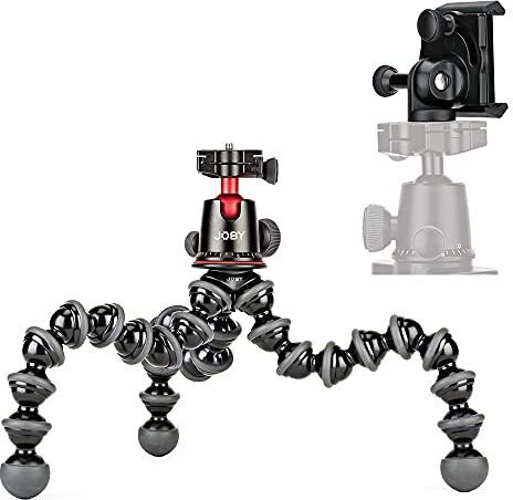 Joby Kit GorillaPod 5K con Attacco GripTight PRO. Treppiede GorillaPod 5K in Alluminio Flessibile e BallHead 5K con Attacco per Smartphone, Modalità Orizzontale o Verticale. Sostiene fino a 5 kg.