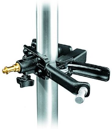 Manfrotto 043 Morsetto con Pinza, Serie Spring Clamp con Spigot Type 22 e 013 per Luce in Alluminio, Nero