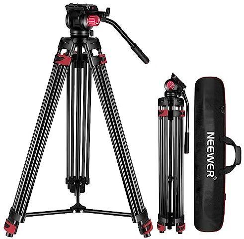 Neewer Treppiede video da 200cm per fotocamera in lega di alluminio con testina di trascinamento del fluido a 360°, piastra QR compatibile con Canon Nikon Sony e videocamere DSLR, carico fino a 8kg