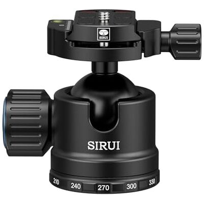 Sirui AM-40 testa a sfera a bassa gravità, testa treppiede in alluminio con sfera enorme da 40 mm, base panoramica 360, livella a bolla, piastra QR, carico fino a 40 kg Sirui AM-40 testa a sfera a bassa gravità, testa treppiede in alluminio con sfera enorme da 40 mm, base panoramica 360, livella a bolla, piastra QR, carico fino a 40 kg