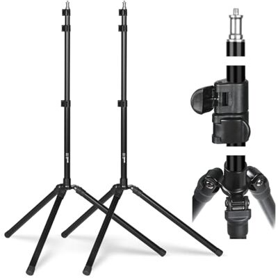 TARION Supporto per illuminazione da studio Treppiede fotografico pieghevole in alluminio leggero da 2 pezzi da 2 m con borsa da trasporto per luce anulare riflettente FLS-20T TARION Supporto per illuminazione da studio Treppiede fotografico pieghevole in alluminio leggero da 2 pezzi da 2 m con borsa da trasporto per luce anulare riflettente FLS-20T