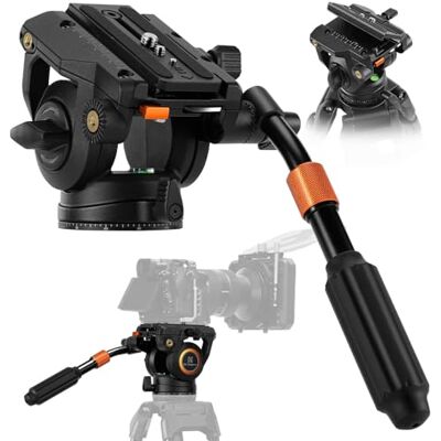 K&F CONCEPT Testa Idraulica per Treppiede BV40, Testa Fluida per Videocamera con Panoramico a 360° e Piastra a Sgancio Rapido Doppia Modalità, Compatibile con Fotocamera Reflex, Carico Massimo di 8kg K&F CONCEPT Testa Idraulica per Treppiede BV40, Testa Fluida per Videocamera con Panoramico a 360° e Piastra a Sgancio Rapido Doppia Modalità, Compatibile con Fotocamera Reflex, Carico Massimo di 8kg