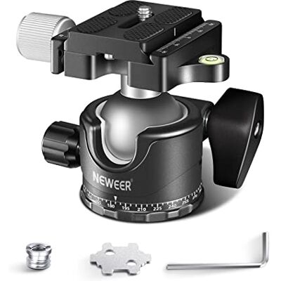 NEEWER Testa Sfera per Treppiede a Basso Profilo, Testa Sferica in Metallo da 36mm Compatibile con Piastra a Sgancio Rapido Arca da 1/4" per Treppiede Monopiede Slider Videocamera DSLR, Max 15kg, GM36 NEEWER Testa Sfera per Treppiede a Basso Profilo, Testa Sferica in Metallo da 36mm Compatibile con Piastra a Sgancio Rapido Arca da 1/4" per Treppiede Monopiede Slider Videocamera DSLR, Max 15kg, GM36