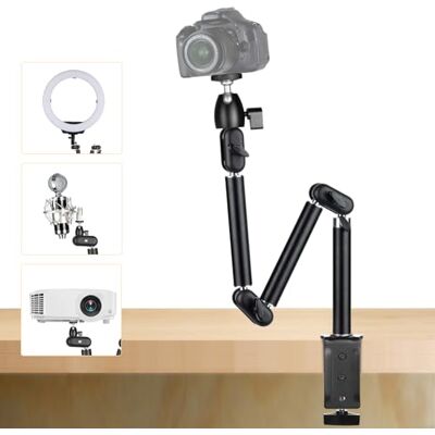 TARION Braccio Articolato Fotocamera con Morsetto Treppiede da Tavolo Fotocamera Regolabile Braccio Fotografico Scrivania con Adattatore a Vite da 3/8"a 1/4" TKA01-M TARION Braccio Articolato Fotocamera con Morsetto Treppiede da Tavolo Fotocamera Regolabile Braccio Fotografico Scrivania con Adattatore a Vite da 3/8"a 1/4" TKA01-M