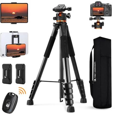 K&F CONCEPT Treppiede Fotocamera e Smartphone 190cm, Cavalletto Fotografico K&F CONCEPT Treppiede Fotocamera e Smartphone 190cm, Cavalletto Fotografico
