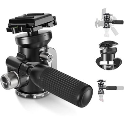 NEEWER Testa Treppiede per Videocamera Pan Tilt con Base Livellante a Ciotola +/-15°, Manico Retrattile, Piastra a Sgancio Rapido Arca 1/4", Tripod Head per Fotocamera DSLR/Camcorder, Max 5kg, TH03 NEEWER Testa Treppiede per Videocamera Pan Tilt con Base Livellante a Ciotola +/-15°, Manico Retrattile, Piastra a Sgancio Rapido Arca 1/4", Tripod Head per Fotocamera DSLR/Camcorder, Max 5kg, TH03