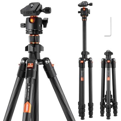 K&F CONCEPT Treppiede Fotocamera in Carbonio, Cavalletto Fotografico (K254C2+BH-36L, 162cm/8kg/Carbonio) K&F CONCEPT Treppiede Fotocamera in Carbonio, Cavalletto Fotografico (K254C2+BH-36L, 162cm/8kg/Carbonio)