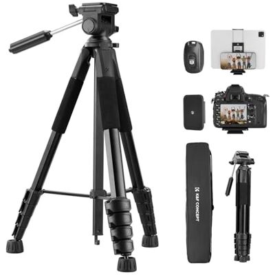 K&F CONCEPT Treppiede Fotocamera e Smartphone 48-190cm, Cavalletto Leggero K&F CONCEPT Treppiede Fotocamera e Smartphone 48-190cm, Cavalletto Leggero