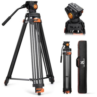 K&F CONCEPT Treppiede Video 202cm, Treppiede Fotocamera con Testa Fluida K&F CONCEPT Treppiede Video 202cm, Treppiede Fotocamera con Testa Fluida