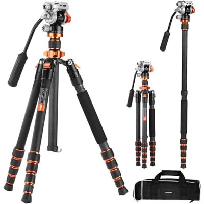 K&F CONCEPT Treppiede Fotocamera e Monopiede 173cm, Treppiede in Carbonio K&F CONCEPT Treppiede Fotocamera e Monopiede 173cm, Treppiede in Carbonio