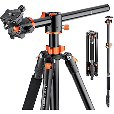 K&F CONCEPT Treppiede Fotocamera 185cm, con Colonna Centrale Orizzontale K&F CONCEPT Treppiede Fotocamera 185cm, con Colonna Centrale Orizzontale