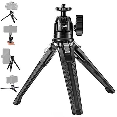 NEEWER Mini Treppiede da Tavolo in Metallo con Testa a Sfera 360°, TP29 Supporta Riprese Verticali e a Mano; Tripode da Viaggio Portatile, Vite 1/4" per Fotocamera Smartphone Action Camera, Max 3kg NEEWER Mini Treppiede da Tavolo in Metallo con Testa a Sfera 360°, TP29 Supporta Riprese Verticali e a Mano; Tripode da Viaggio Portatile, Vite 1/4" per Fotocamera Smartphone Action Camera, Max 3kg