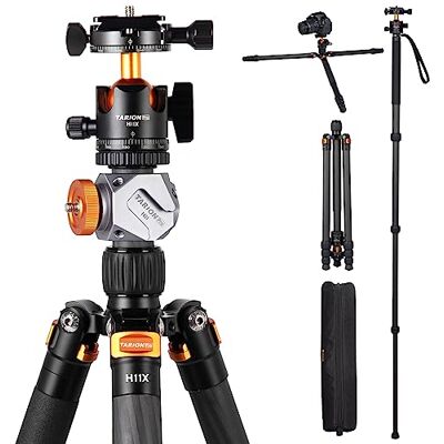 TARION Treppiede per Fotocamera in Fibra di Carbonio 67" Treppiede DSLR Professionale con Doppia Testa a Sfera Panoramica Cold Shoe Supporto di Estensione Treppiede da Viaggio TARION Treppiede per Fotocamera in Fibra di Carbonio 67" Treppiede DSLR Professionale con Doppia Testa a Sfera Panoramica Cold Shoe Supporto di Estensione Treppiede da Viaggio