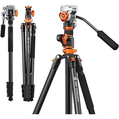K&F CONCEPT Treppiede Fotocamera 231cm, con Colonna Centrale Orizzontale Testa Fluida, Treppiede Video Professionale, per DSLR/Sony/Canon/Nikon, Portata 5kg, Alluminio con Monopiede, T254A7+FH-03 K&F CONCEPT Treppiede Fotocamera 231cm, con Colonna Centrale Orizzontale Testa Fluida, Treppiede Video Professionale, per DSLR/Sony/Canon/Nikon, Portata 5kg, Alluminio con Monopiede, T254A7+FH-03