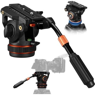 K&F CONCEPT Testa Fluida per Treppiede Fotocamera, Testa idraulica Video K&F CONCEPT Testa Fluida per Treppiede Fotocamera, Testa idraulica Video