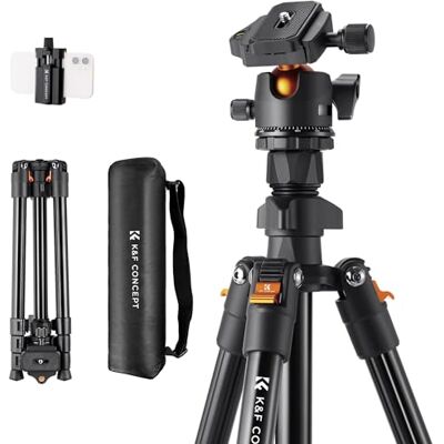 K&F CONCEPT Treppiede Fotocamera e Smartphone 163cm, Treppiede da Viaggio K&F CONCEPT Treppiede Fotocamera e Smartphone 163cm, Treppiede da Viaggio