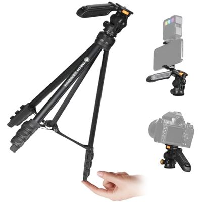TARION Treppiede Portatile per Smartphone e Fotocamera: Treppiede Fotocamera da Viaggio Leggero con Testa Rimovibile e Morsetto per Telefono e DSLR TARION Treppiede Portatile per Smartphone e Fotocamera: Treppiede Fotocamera da Viaggio Leggero con Testa Rimovibile e Morsetto per Telefono e DSLR