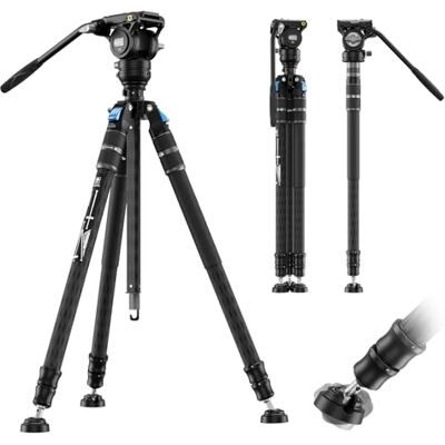 Sirui Treppiede Video Professionale in Fibra di Carbonio, 174cm Treppiede con Testa Fluida per Telecamere, Design monopiede modulare, Regolazione in un unico passaggio, Carico Massimo 6kg, SVS60+S3 Sirui Treppiede Video Professionale in Fibra di Carbonio, 174cm Treppiede con Testa Fluida per Telecamere, Design monopiede modulare, Regolazione in un unico passaggio, Carico Massimo 6kg, SVS60+S3