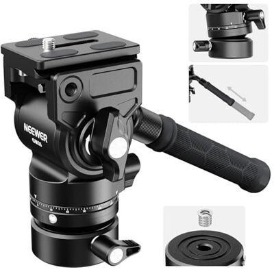 NEEWER Testa Fluida per Treppiede con Base Livellante da +/-7° (φ48mm), Mini Testa Video Pan Tilt Metallica+Piastra QR Arca, Manico Telescopico per Videocamere Compatte e Fotocamere DSLR,Max 5kg, GM35 NEEWER Testa Fluida per Treppiede con Base Livellante da +/-7° (φ48mm), Mini Testa Video Pan Tilt Metallica+Piastra QR Arca, Manico Telescopico per Videocamere Compatte e Fotocamere DSLR,Max 5kg, GM35