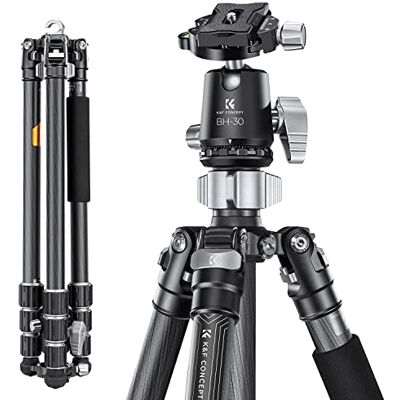 K&F CONCEPT Treppiede Fotocamera in Carbonio, Cavalletto Fotografico (X254C4+BH-30, 173cm/12kg/Carbonio) K&F CONCEPT Treppiede Fotocamera in Carbonio, Cavalletto Fotografico (X254C4+BH-30, 173cm/12kg/Carbonio)