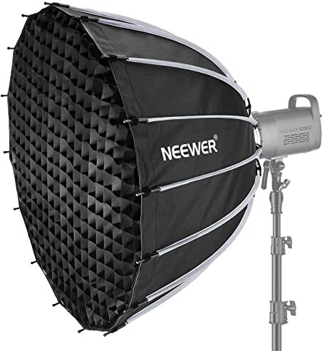 NEEWER 85cm Softbox Parabolico Assemblaggio Piegatura Veloce, con Diffusori, Griglia a Nido d’Ape, Borsa, con Attacco Bowens