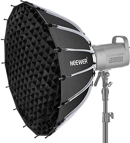 NEEWER 65cm Softbox Parabolico Assemblaggio Piegatura Veloce, con Diffusori, Griglia a Nido d’Ape, Borsa, Compatibile con Aputure 120d Light Dome Godox sl60w  RGB CB60 ecc. con Attacco Bowens