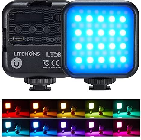 GODOX LITEMONS LED6R Luce Video RGB Led, bicolore, 3200 K-6500 K CRI 95, 13 effetti luminosi, modalità HSI, ricaricabile per registrazione, streaming live e microfilm