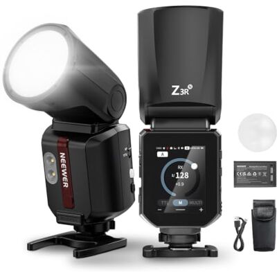 NEEWER Flash Testa Rotonda 100Ws 2.4G TTL Compatibile Con Nikon, Compatibile Con Godox, Speedlite Con Touchscreen 1/8000s HSS, 2 Lampade Modello, Interruttore TTL/M, 500 Flash A Piena Potenza, Z3R-N NEEWER Flash Testa Rotonda 100Ws 2.4G TTL Compatibile Con Nikon, Compatibile Con Godox, Speedlite Con Touchscreen 1/8000s HSS, 2 Lampade Modello, Interruttore TTL/M, 500 Flash A Piena Potenza, Z3R-N