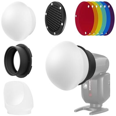 NEEWER Kit Accessori Flash con Diffusore in Silicone, Griglia, Riflettore, 6 Gel Colorati e 1 Anello Adattatore Magnetico Compatibile con Godox V1/V1 PRO Z1 Z2 Camera Speedlight Rotondo, CRS5 NEEWER Kit Accessori Flash con Diffusore in Silicone, Griglia, Riflettore, 6 Gel Colorati e 1 Anello Adattatore Magnetico Compatibile con Godox V1/V1 PRO Z1 Z2 Camera Speedlight Rotondo, CRS5