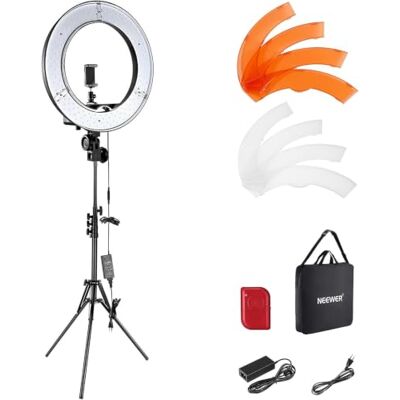 NEEWER RL-18 Kit Ring Light 48cm: LED Professionale 55W 5600K con Stativo Porta Telefono, Tubo Flessibile e Borsa per Tatuaggi Extension Ciglia Barbiere Trucco, Luce Anulare per Foto Video in Studio NEEWER RL-18 Kit Ring Light 48cm: LED Professionale 55W 5600K con Stativo Porta Telefono, Tubo Flessibile e Borsa per Tatuaggi Extension Ciglia Barbiere Trucco, Luce Anulare per Foto Video in Studio