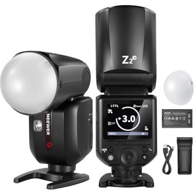 NEEWER Z2-N 2.4G TTL Flash Speedlite Testa Rotonda Compatibile con Nikon e con Godox, 76Ws HSS 1/8000s, Diffusore / 2 Lampade Pilota/Nuova UI/Tasto TTL/M / 3000mAh / 600 Scatti a Piena Potenza NEEWER Z2-N 2.4G TTL Flash Speedlite Testa Rotonda Compatibile con Nikon e con Godox, 76Ws HSS 1/8000s, Diffusore / 2 Lampade Pilota/Nuova UI/Tasto TTL/M / 3000mAh / 600 Scatti a Piena Potenza