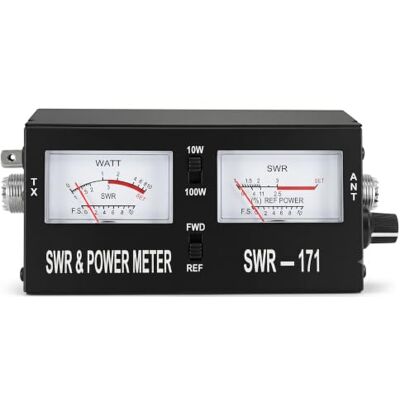 Jetfon SWR-171 Rosmetro Wattmetro Analogico 1.5-150 MHz Misuratore di Onde Stazionarie SWR e Potenza 10/100W per Radio CB e VHF con Connettori PL (UHF) Compatto e Portatile Jetfon SWR-171 Rosmetro Wattmetro Analogico 1.5-150 MHz Misuratore di Onde Stazionarie SWR e Potenza 10/100W per Radio CB e VHF con Connettori PL (UHF) Compatto e Portatile