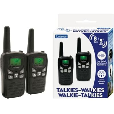 Lexibook Walkie-Talkie da 8 km, Suono Digitale, Gioco di Comunicazione Indoor e Outdoor, Clip da Cintura, Nero, Lexibook Walkie-Talkie da 8 km, Suono Digitale, Gioco di Comunicazione Indoor e Outdoor, Clip da Cintura, Nero,