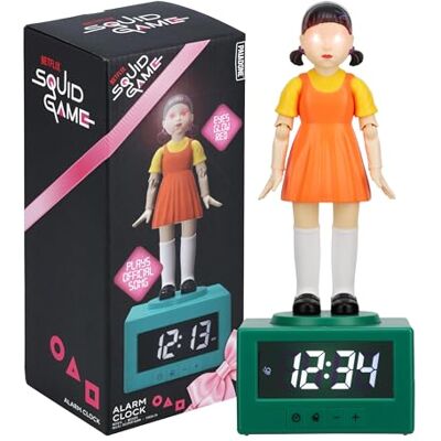 Paladone Squid Game Doll Alarm Clock Luce con licenza ufficiale Netflix, accessori e decorazioni per la camera dei bambini Paladone Squid Game Doll Alarm Clock Luce con licenza ufficiale Netflix, accessori e decorazioni per la camera dei bambini