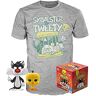 Funko Looney Tunes – Pop N° 309 Sylvester & Tweety Flocked SE + T-Shirt XL