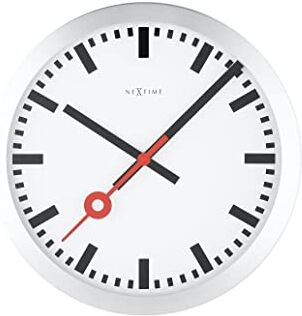 NEXTIME Station Stripe Index Orologio da Parete, Bianco, 19 cm