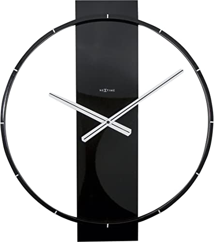 NEXTIME Carl Orologio da Parete, Wood, Nero, 58.5cm x 50.5cm