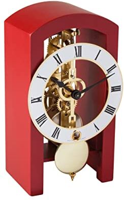 Hermle Orologio da tavolo moderno scheletro, colore: Rosso