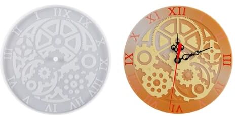 LERONO Stampo in silicone, stampo flessibile in silicone a forma di orologio, per fai da te, decorazione da parete, materiale in silicone per artigianato