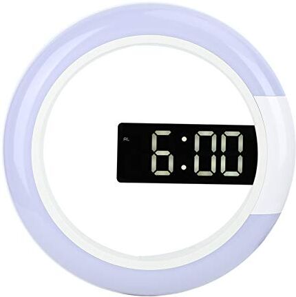 Natudeco Orologio da parete Innovativo stile moderno LED Creativo Orologio da parete vuoto Decorazione domestica con funzione di luce di temperatura di allarme per soggiorno camera da letto(Bianco)