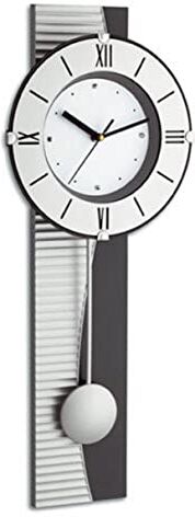 TFA orologio da parete, argento, plastica;vetro