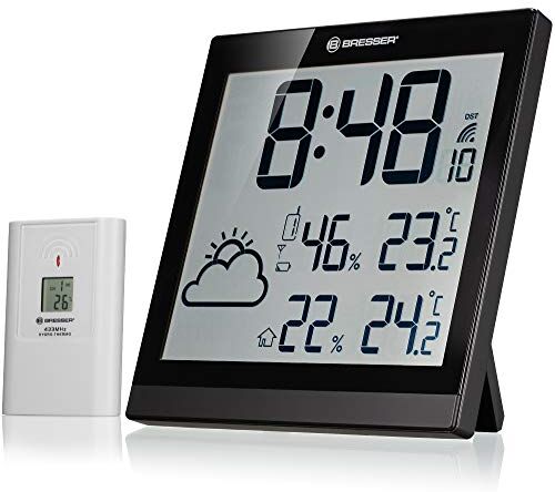 BRESSER Orologio da Parete Meteorologico Temeotrend JC LCD Nero