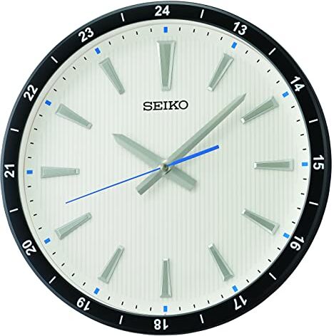 Seiko Clock  Orologio da parete analogico in bianco e nero