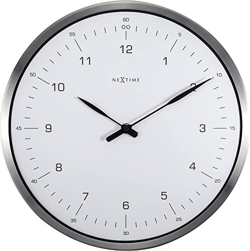 NEXTIME Quartz wall clock Cerchio Nero, Metallico, Bianco orologio da parete