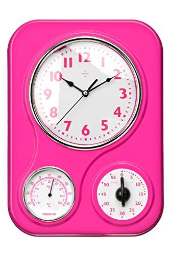 PREMIER Housewares PREM- Orologio da Parete, Rosa, 24x6x33 cm