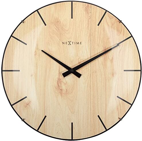 NEXTIME Edge Madera Dome Orologio da Parete, Legna Leggera, 35 cm