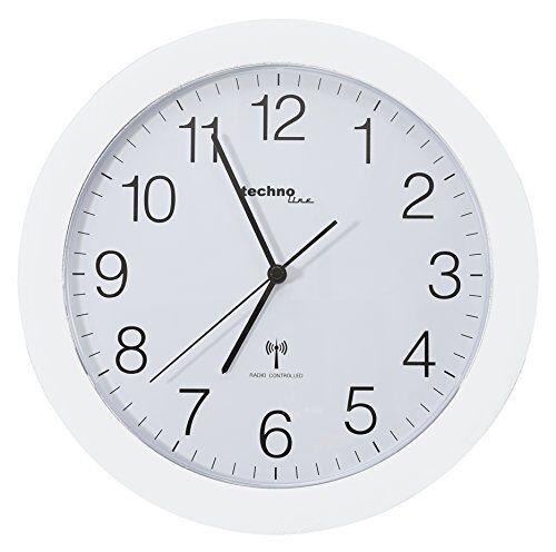 TechnoLine WT 8000 Weiss Orologio da Parete Radio, (Versione Tedesca), Bianco, 30x3x30 cm