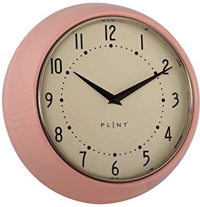 Plint Retro Wall Clock Silent Non Ticking Decorative Rose Color Wall Clock, Retro Style Decorazione Della Parete per Cucina Soggiorno Home, Ufficio, Scuola, Easy to Read Large Numbers