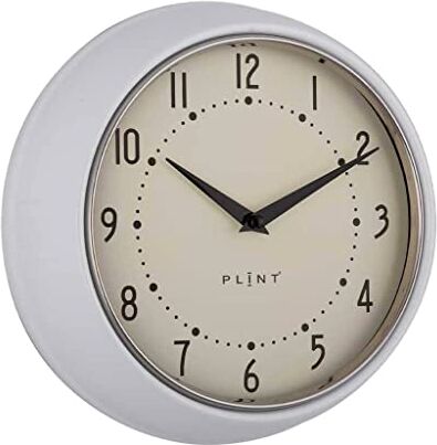 Plint Retro Wall Clock Silent Non Ticking Decorative White Color Wall Clock, Retro Style Decorazione della parete per la cucina soggiorno casa, ufficio, scuola, facile da leggere grandi numeri