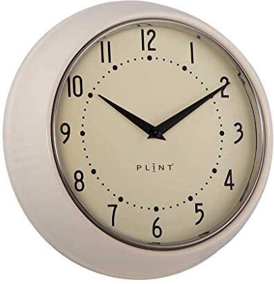 Plint Retro Wall Clock Silent Non Ticking Decorative Cream Color Wall Clock, Retro Style Decorazione della parete per la cucina soggiorno casa, ufficio, scuola, facile da leggere grandi numeri